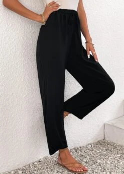 Black Lightweight Jogger Elastic Waist High Waisted Pants