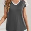 Dark Grey Patchwork Short Sleeve T Shirt -Modlily Shop 336749 P 16896634914870