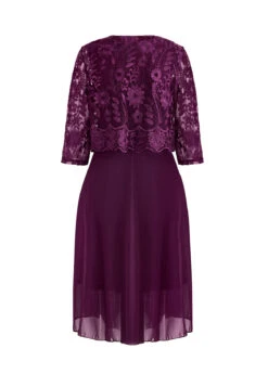 Dark Purple Lace Embroidery A Line Dress -Modlily Shop 337092 P 16980269921046