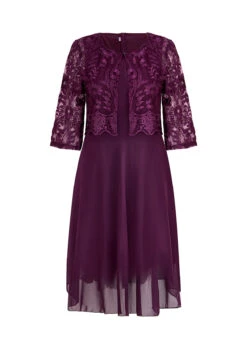 Dark Purple Lace Embroidery A Line Dress -Modlily Shop 337092 P 16980269923295