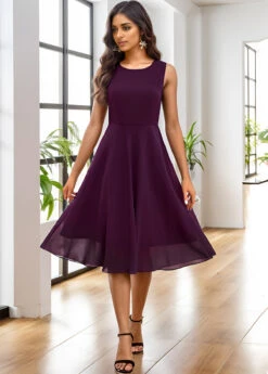 Dark Purple Lace Embroidery A Line Dress -Modlily Shop 337092 P 16980269926909