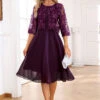 Dark Purple Lace Embroidery A Line Dress -Modlily Shop 337092 P 16980269927570