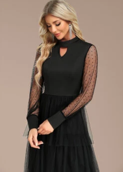 Black Patchwork Long Sleeve Stand Collar Dress 13 Black Patchwork Long Sleeve Stand Collar Dress -Modlily Shop 337438 P 16929596809995