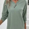 Sage Green Button Long Sleeve T Shirt 1 Sage Green Button Long Sleeve T Shirt -Modlily Shop 337576 P 16899448491320