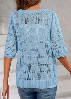 Light Blue Breathable Half Sleeve T Shirt -Modlily Shop 337589 P 16893312311801