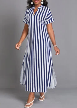 Navy Split Striped Maxi Shift Dress 7 Navy Split Striped Maxi Shift Dress -Modlily Shop 337602 P 16889876310402