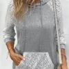 Patchwork Grey Lace Long Sleeve Hoodie -Modlily Shop 338002 P 16911500946790