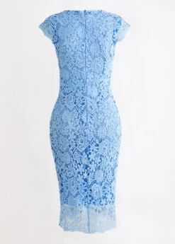 Light Blue Lace Short Sleeve Bodycon Dress -Modlily Shop 338056 P 16947685192425