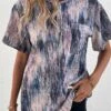 Multi Color Button Graffiti Print T Shirt -Modlily Shop 338082 P 16898486585563
