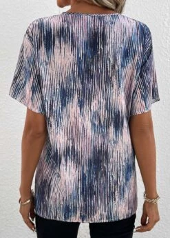 Multi Color Button Graffiti Print T Shirt -Modlily Shop 338082 P 16898486586731