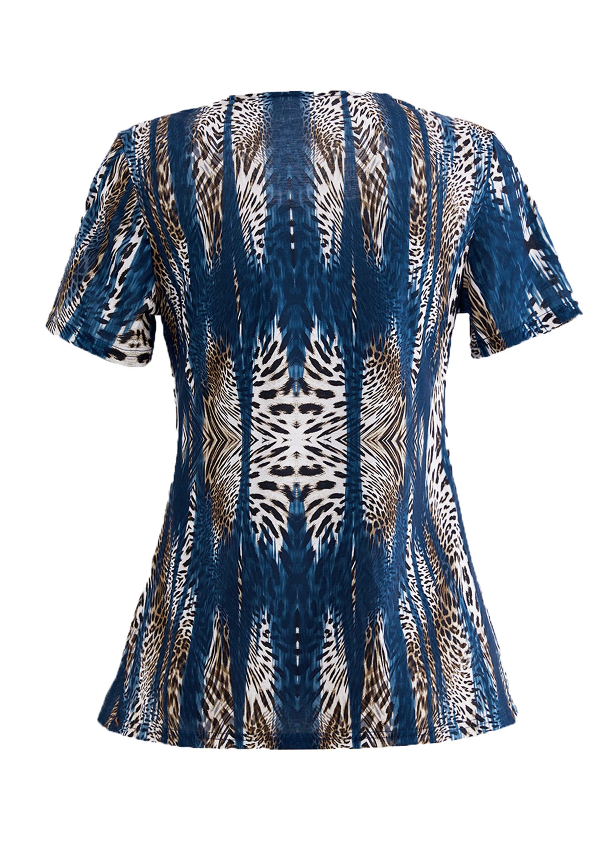 Peacock Blue Fake 2in1 Leopard T Shirt 7 Peacock Blue Fake 2in1 Leopard T Shirt - Image 5