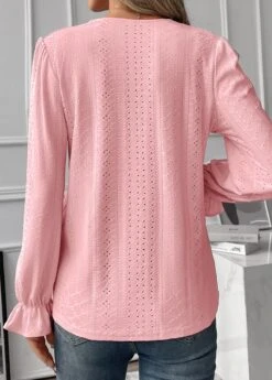 Light Pink Patchwork Long Sleeve T Shirt -Modlily Shop 338254 P 16911483826661