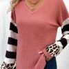 Pink Patchwork Striped Long Sleeve T Shirt -Modlily Shop 338256 P 16910572351773