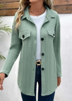 Sage Green Button Long Sleeve Coat 13 Sage Green Button Long Sleeve Coat -Modlily Shop 338287 P 16908726381345