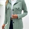 Sage Green Button Long Sleeve Coat -Modlily Shop 338287 P 16908726383042