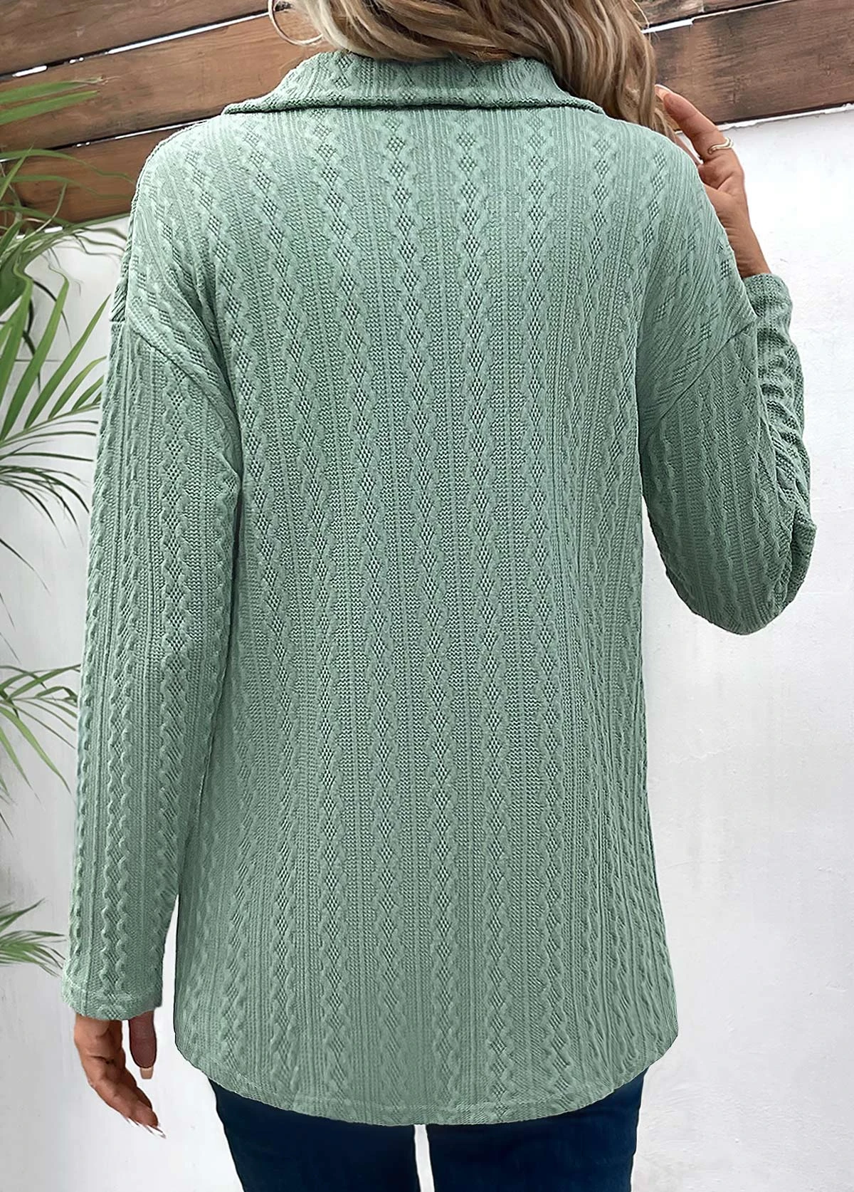 Sage Green Button Long Sleeve Coat 4 Sage Green Button Long Sleeve Coat - Image 2