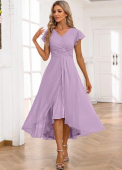Light Purple Twist High Low Short Sleeve Dress 10 Light Purple Twist High Low Short Sleeve Dress -Modlily Shop 338348 P 16893302173082