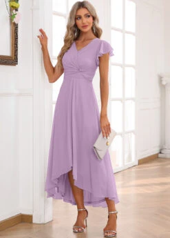 Light Purple Twist High Low Short Sleeve Dress 13 Light Purple Twist High Low Short Sleeve Dress -Modlily Shop 338348 P 16893302178205