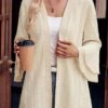 Beige Layered Long Sleeve V Neck Coat -Modlily Shop 338538 P 1689754053754