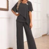Dark Grey Layered Long Half Sleeve Jumpsuit 2 Dark Grey Layered Long Half Sleeve Jumpsuit -Modlily Shop 338568 P 16935360005462