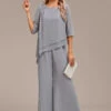 Grey Asymmetry Long Three Quarter Length Sleeve Jumpsuit -Modlily Shop 338853 P 16933603921130