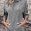Grey Pocket Long Sleeve Hooded Sweatshirt
