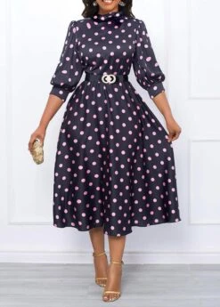 Black Cut Out Polka Dot Dress