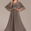Grey Surplice Half Sleeve V Neck Dress -Modlily Shop 339245 P 16933603097460