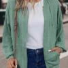 Sage Green Pocket Long Sleeve Hooded Coat