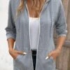 Light Grey Pocket Long Sleeve Hooded Coat -Modlily Shop 339415 P 16956203017390