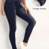 Denim Blue Denim-effect Print High Waisted Leggings -Modlily Shop 339601 P 16920054418130