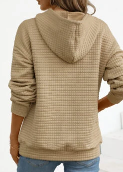 Light Camel Pocket Long Sleeve Hoodie -Modlily Shop 339683 P 16944277663481