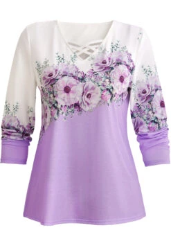 Light Purple Criss Cross T Shirt -Modlily Shop 339933 P 1695019256266