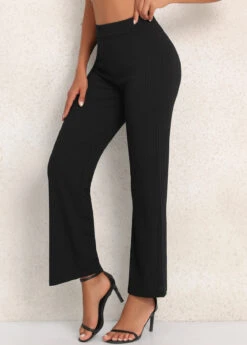 Elastic Waist High Waisted Black Pants -Modlily Shop 339970 P 16920130860202
