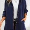 Navy Pocket Long Sleeve Hooded Coat -Modlily Shop 340001 P 16946867225790