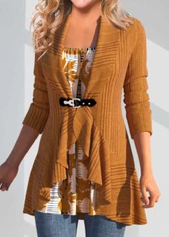 Orange Fake 2in1 Leaf Print T Shirt -Modlily Shop 340074 P 1694055224292