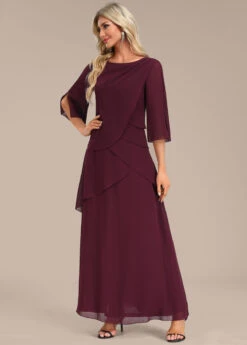 Wine Red Breathable A Line Maxi Dress -Modlily Shop 340107 P 16940806171773