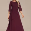 Wine Red Breathable A Line Maxi Dress -Modlily Shop 340107 P 16940806175470