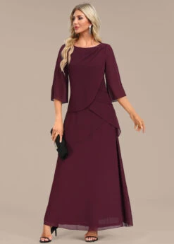 Wine Red Breathable A Line Maxi Dress -Modlily Shop 340107 P 16940806177452