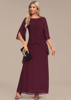 Wine Red Breathable A Line Maxi Dress -Modlily Shop 340107 P 16940806179574