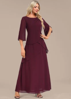 Wine Red Breathable A Line Maxi Dress -Modlily Shop 340107 P 16940806182315
