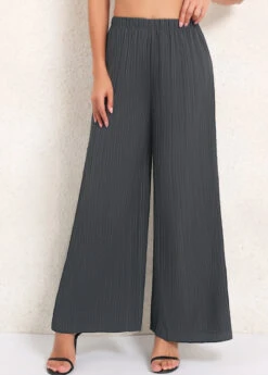 Dark Grey High Waisted Wide Leg Pants -Modlily Shop 340217 P 16934775323443