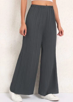 Dark Grey High Waisted Wide Leg Pants -Modlily Shop 340217 P 16934775325462