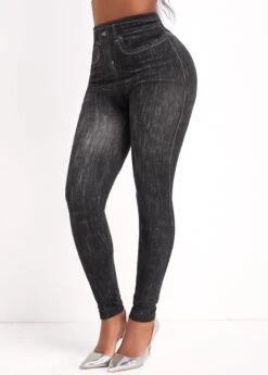 Black High Waisted Ankle Length Elastic Waist Leggings -Modlily Shop 340290 P 16926118118113