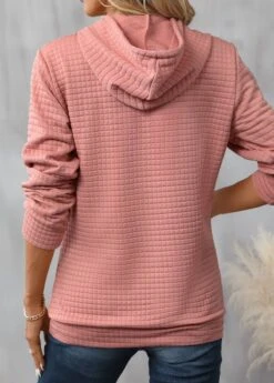 Dusty Pink Pocket Long Sleeve Hoodie -Modlily Shop 340359 P 16929592881161
