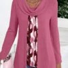 Hot Pink Patchwork Long Sleeve T Shirt