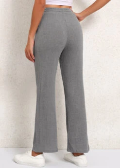 Elastic Waist High Waisted Grey Pants -Modlily Shop 341321 P 16935649131411