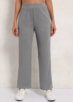 Elastic Waist High Waisted Grey Pants -Modlily Shop 341321 P 16935649134933