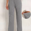 Elastic Waist High Waisted Grey Pants -Modlily Shop 341321 P 16935649139570