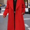 Red Button Long Sleeve Lapel Coat -Modlily Shop 341464 P 16946886306080